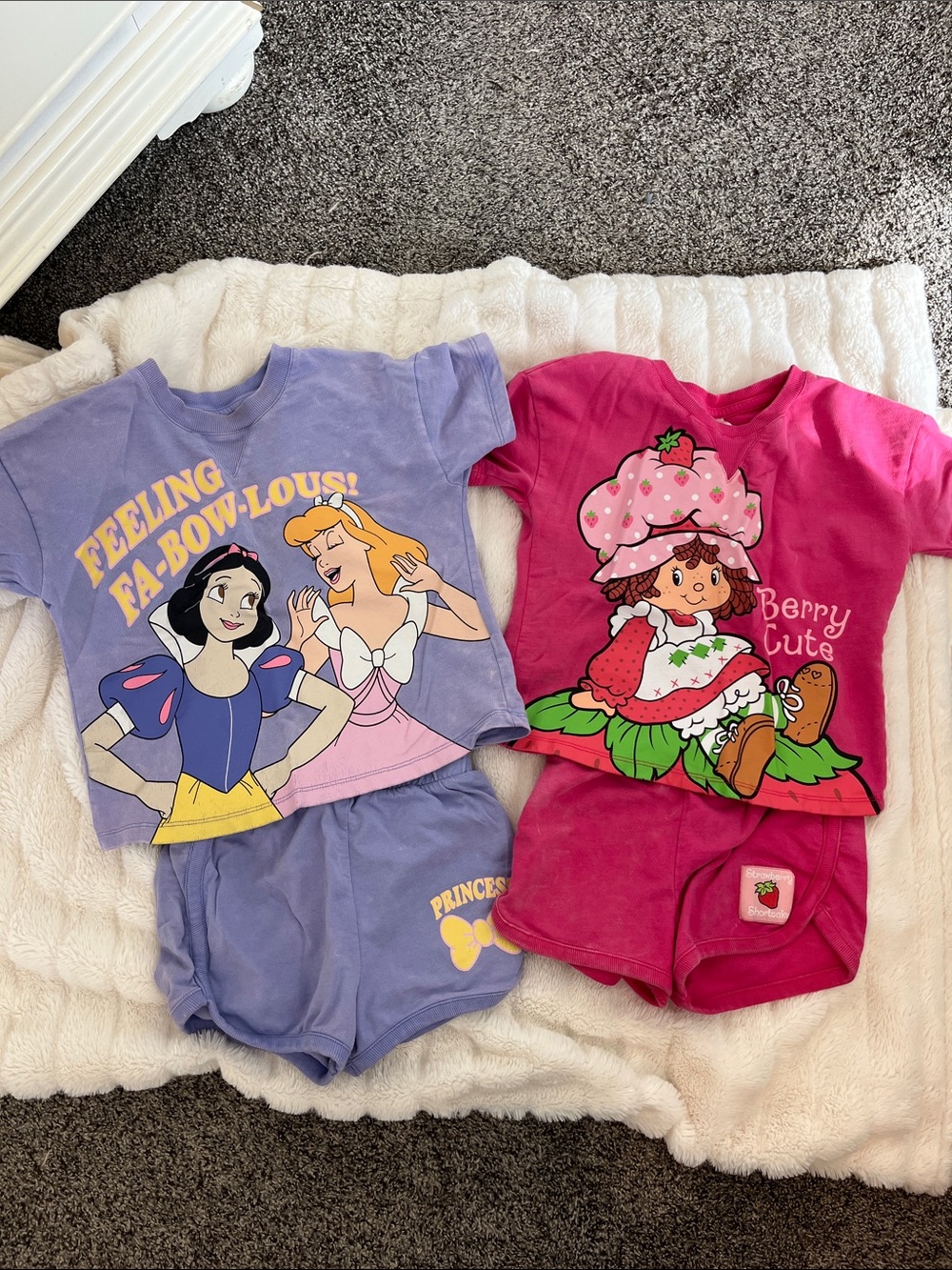 Disney Girls Lavender Snow White & Cinderella Princess Tee and Shorts